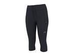 Black women's capri leggings with side pockets and a drawstring waist.