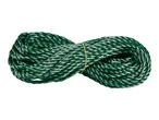 Coiled green and white twisted rope