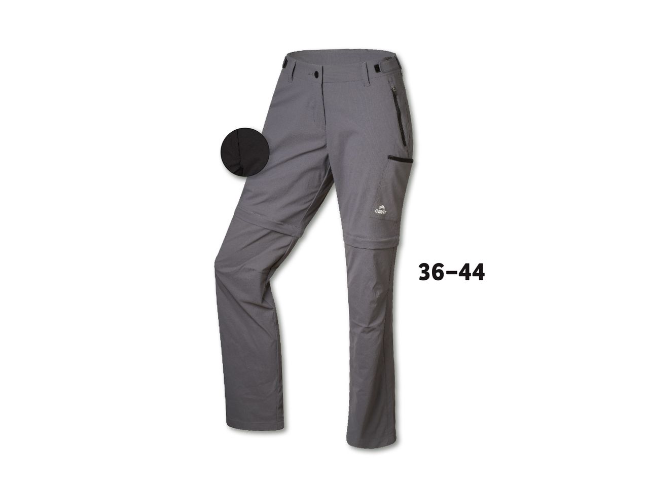 Hallid matkapüksid, mis on muudetavad lühikesteks püksteks, suurused 36-44.
