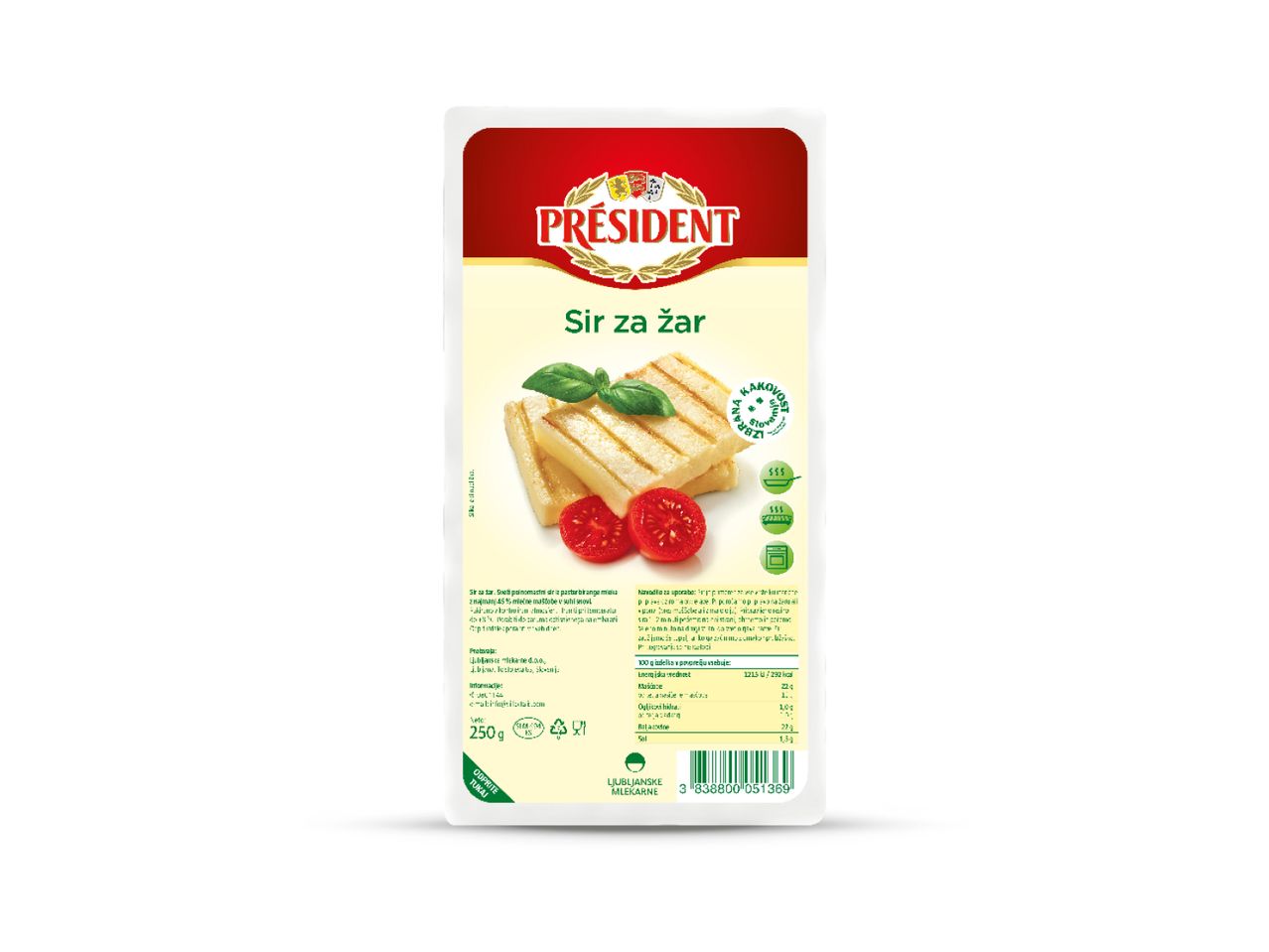 Pakiranje sira Président za žar, 250g.