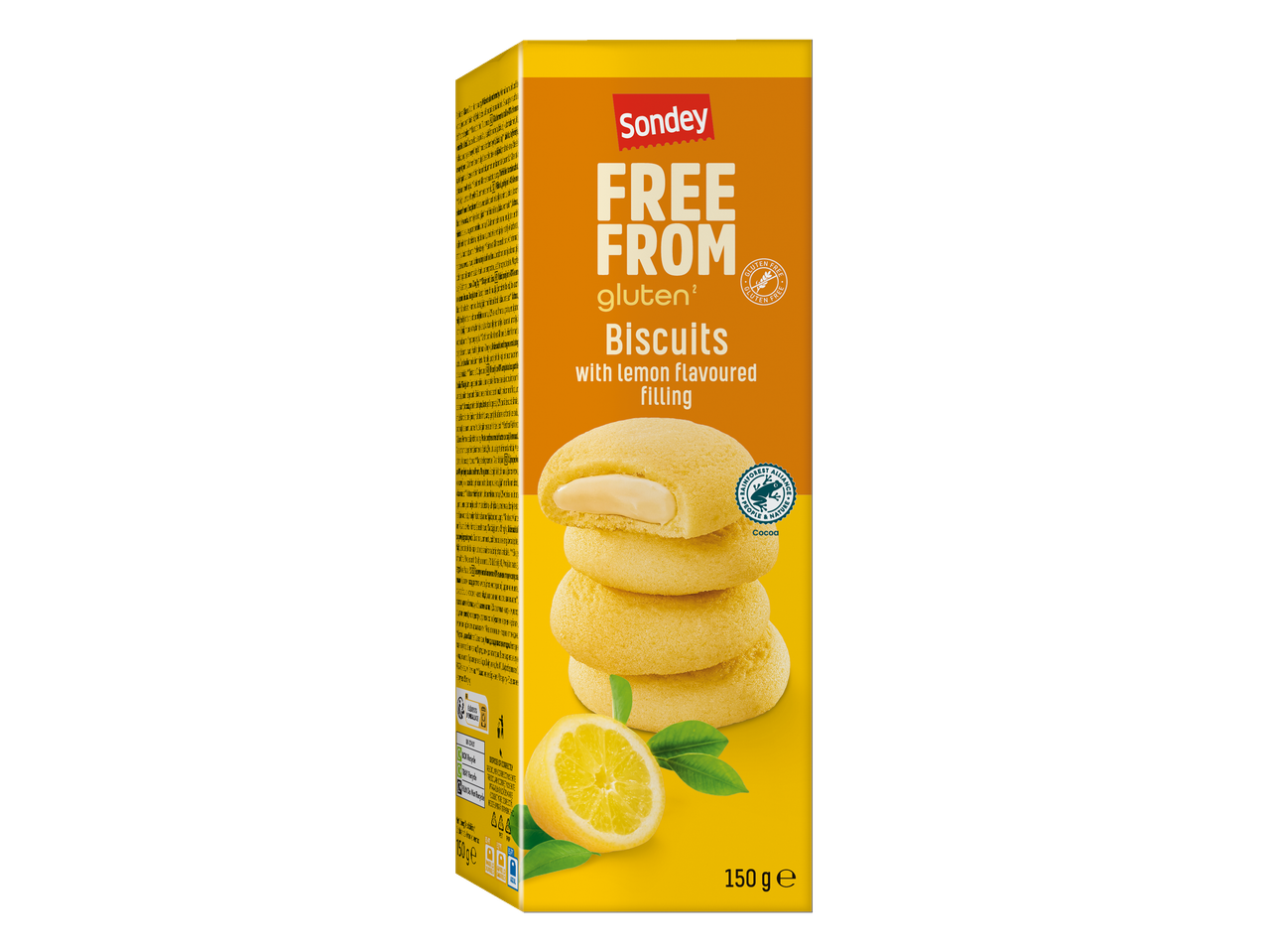 Biscoitos Sondey sem glúten com recheio de limão.