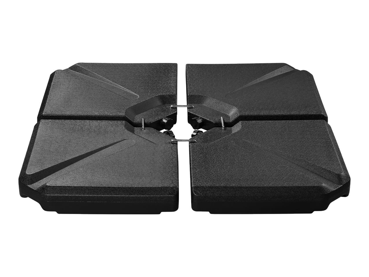 Black square umbrella base weights, interlocking design