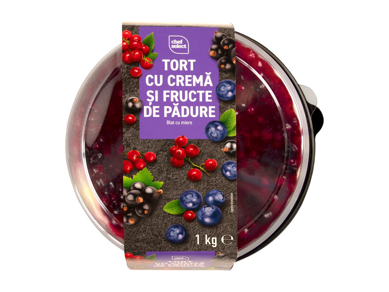 Tort Chef Select cu cremă și fructe de pădure, 1 kg.