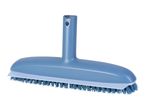 Blue floor brush with stiff bristles and a squeegee edge.