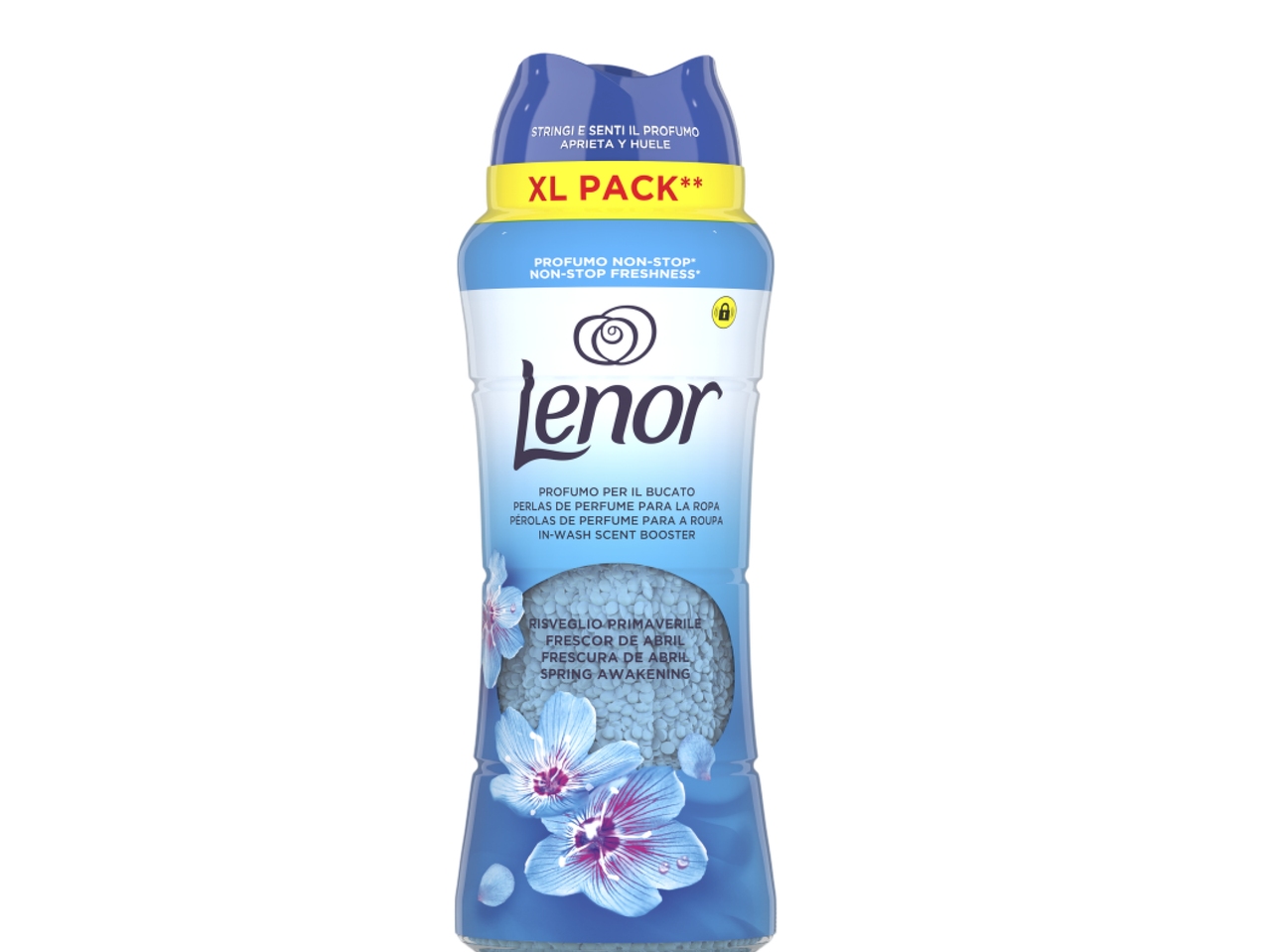 Frasco de intensificador de perfume para roupa com aroma floral, embalagem XL.