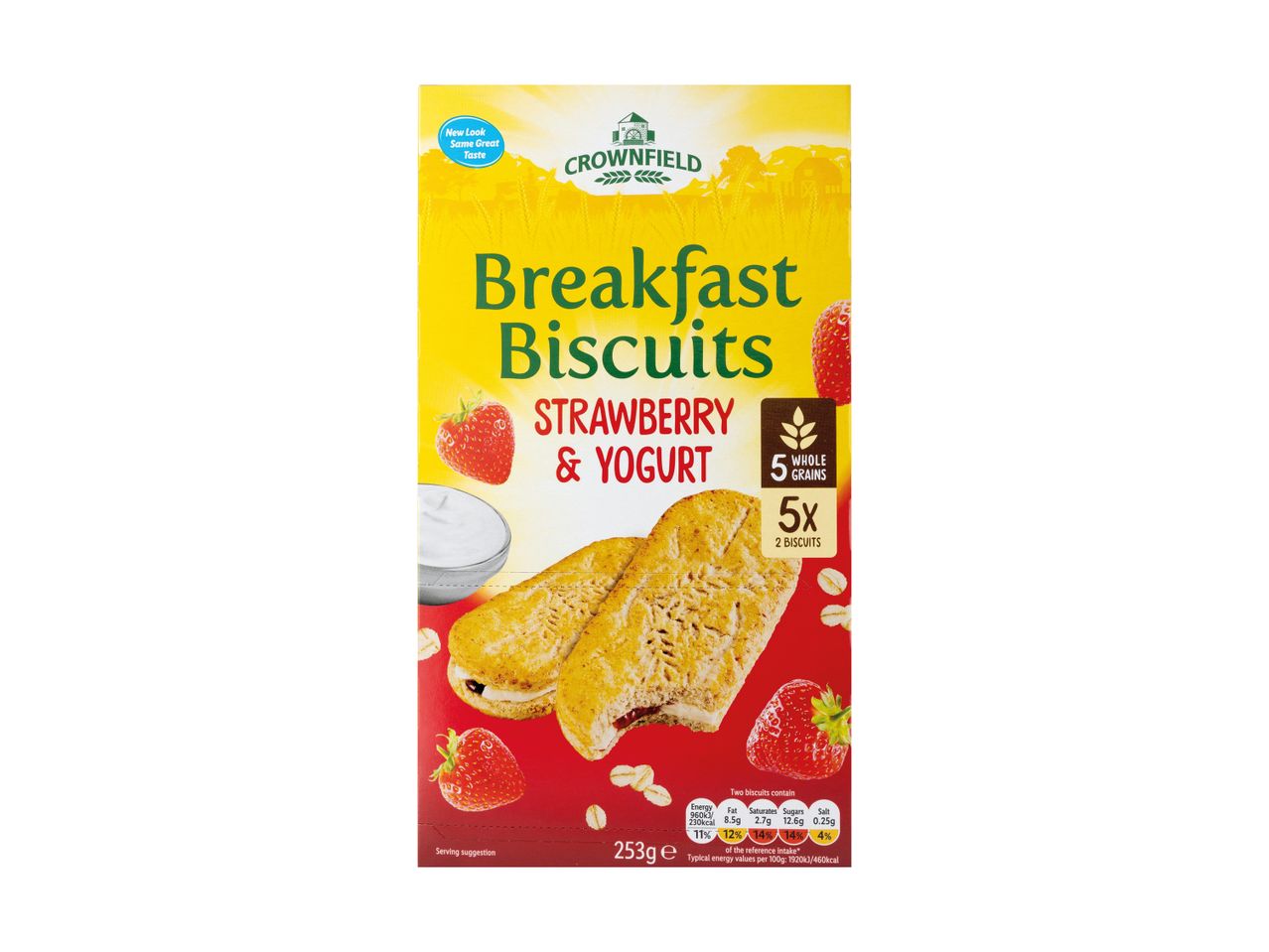 Crownfield Breakfast Biscuits with strawberry and yogurt flavor.