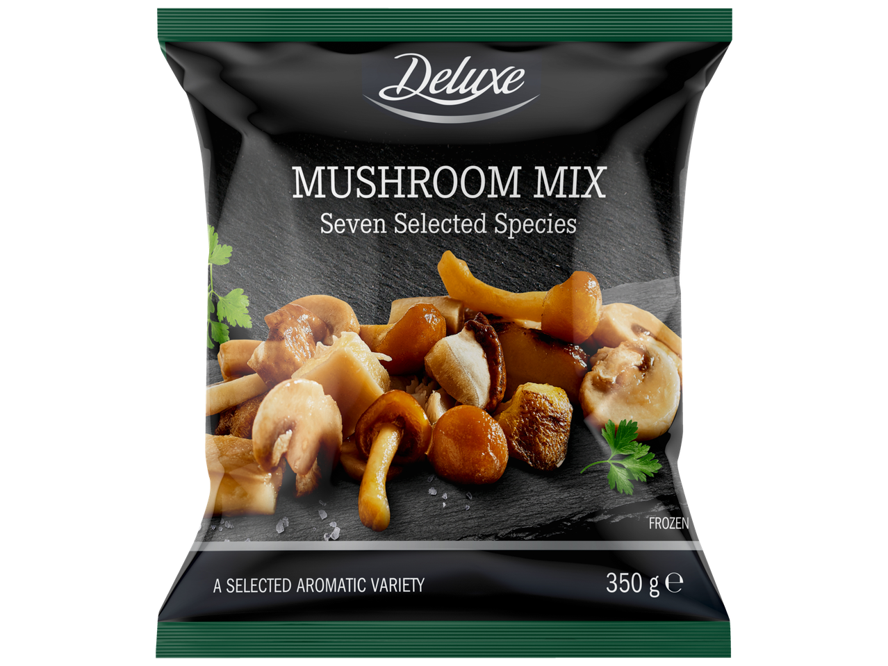 Deluxe sēņu maisījums ar septiņām atlasītām sugām, 350 g.