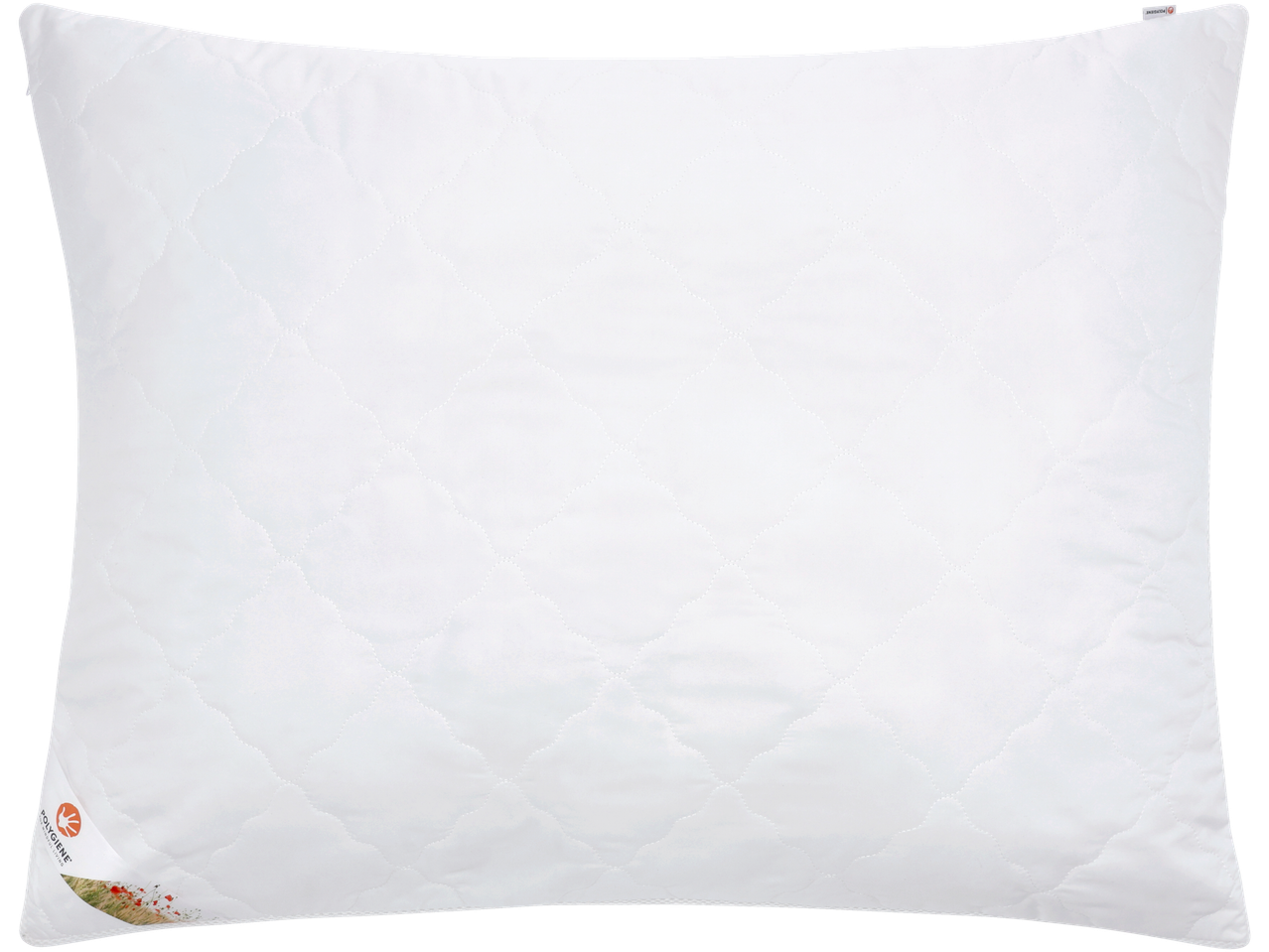 Pilotă albă matlasată cu etichetă Polygiene® și design floral