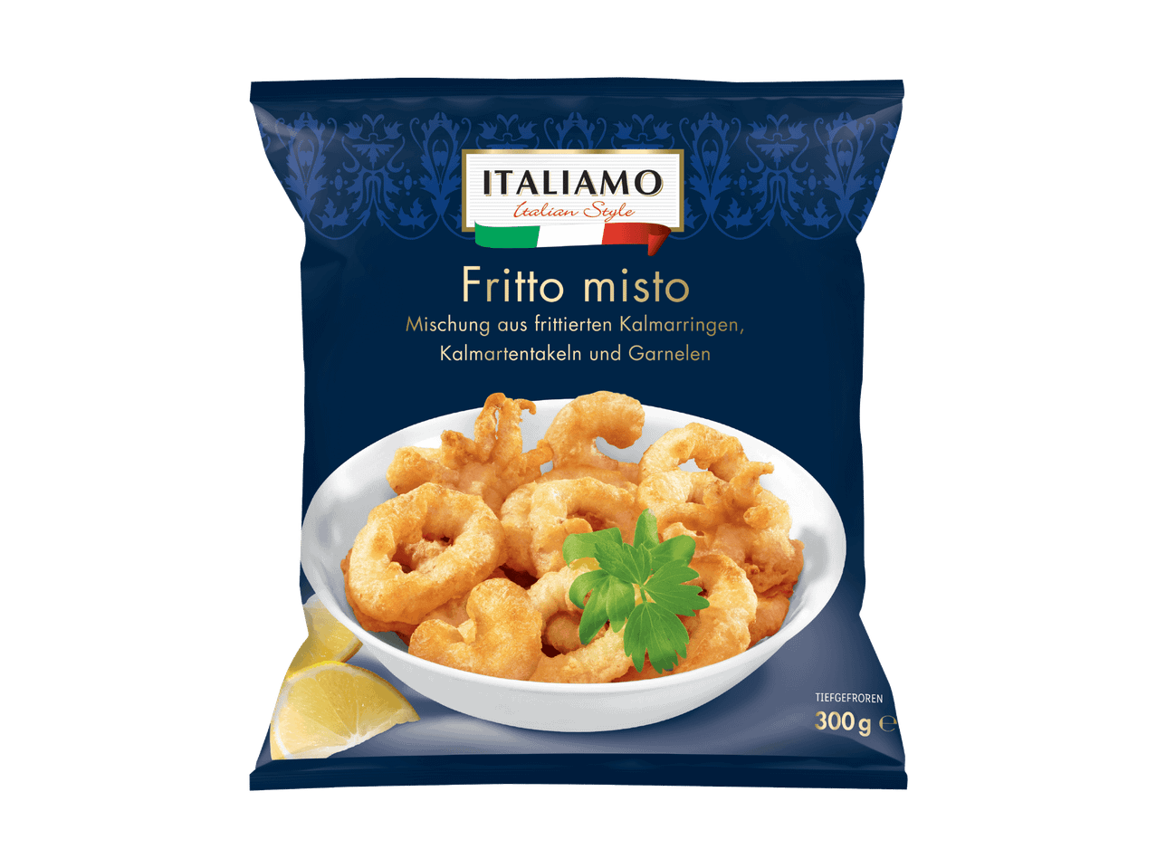 Gefrorene, panierte Meeresfrüchte von Dr. Oetker: Frittierter Mix.