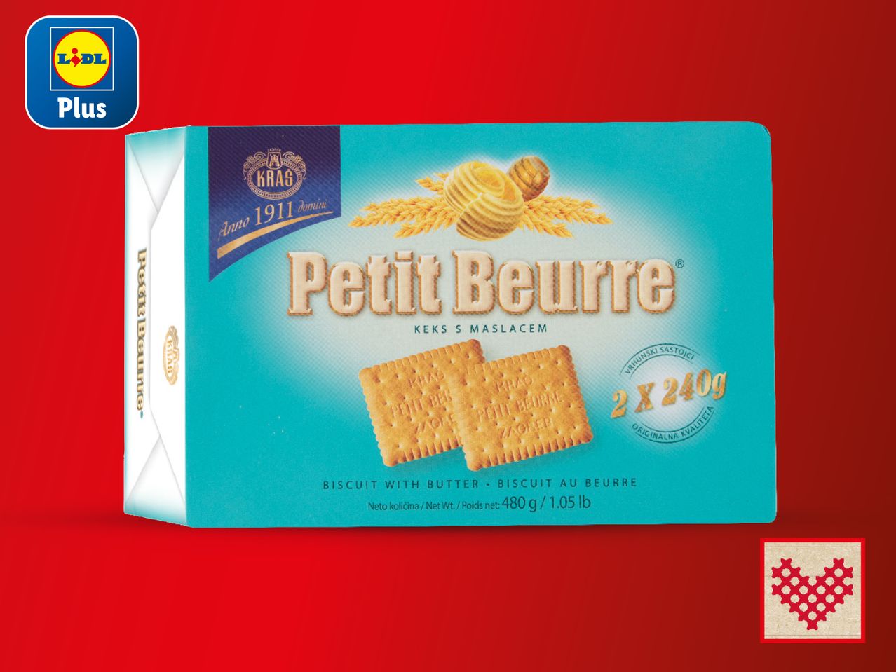 Pakiranje Petit Beurre keksa Krasa, Lidl Plus ponuda.