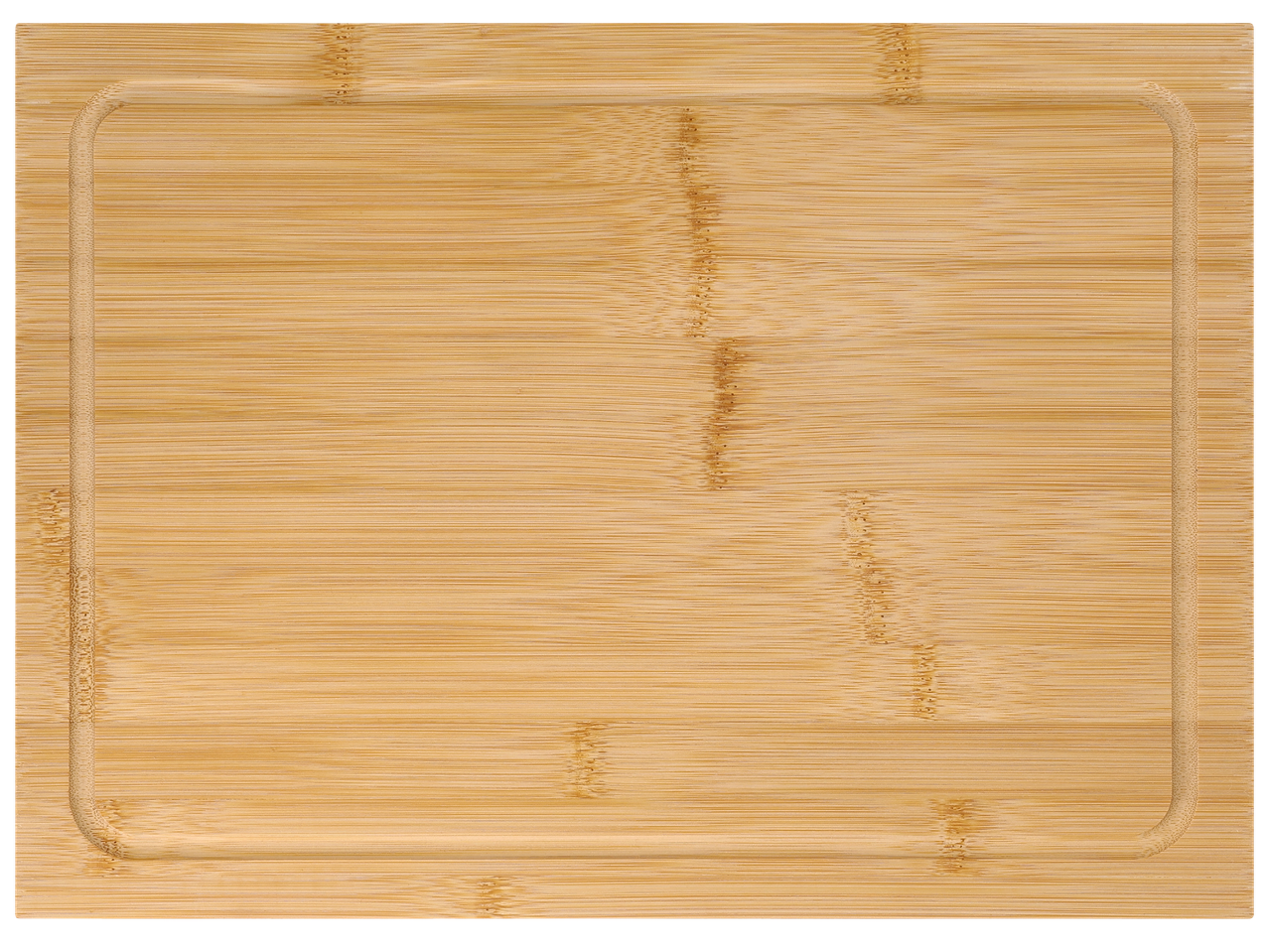 Дъска за рязане от бамбук с жлеб за отцеждане.