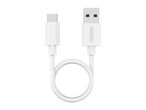 White USB-C to USB-A charging cable with a coiled section.