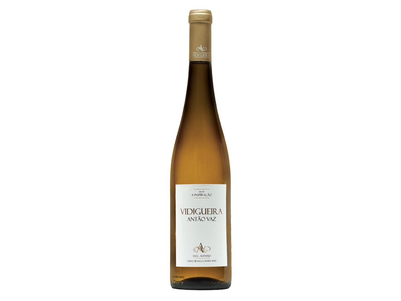 Garrafa de vinho branco VIDIGUEIRA Vinho Branco Alentejano DOC Antão Vaz.