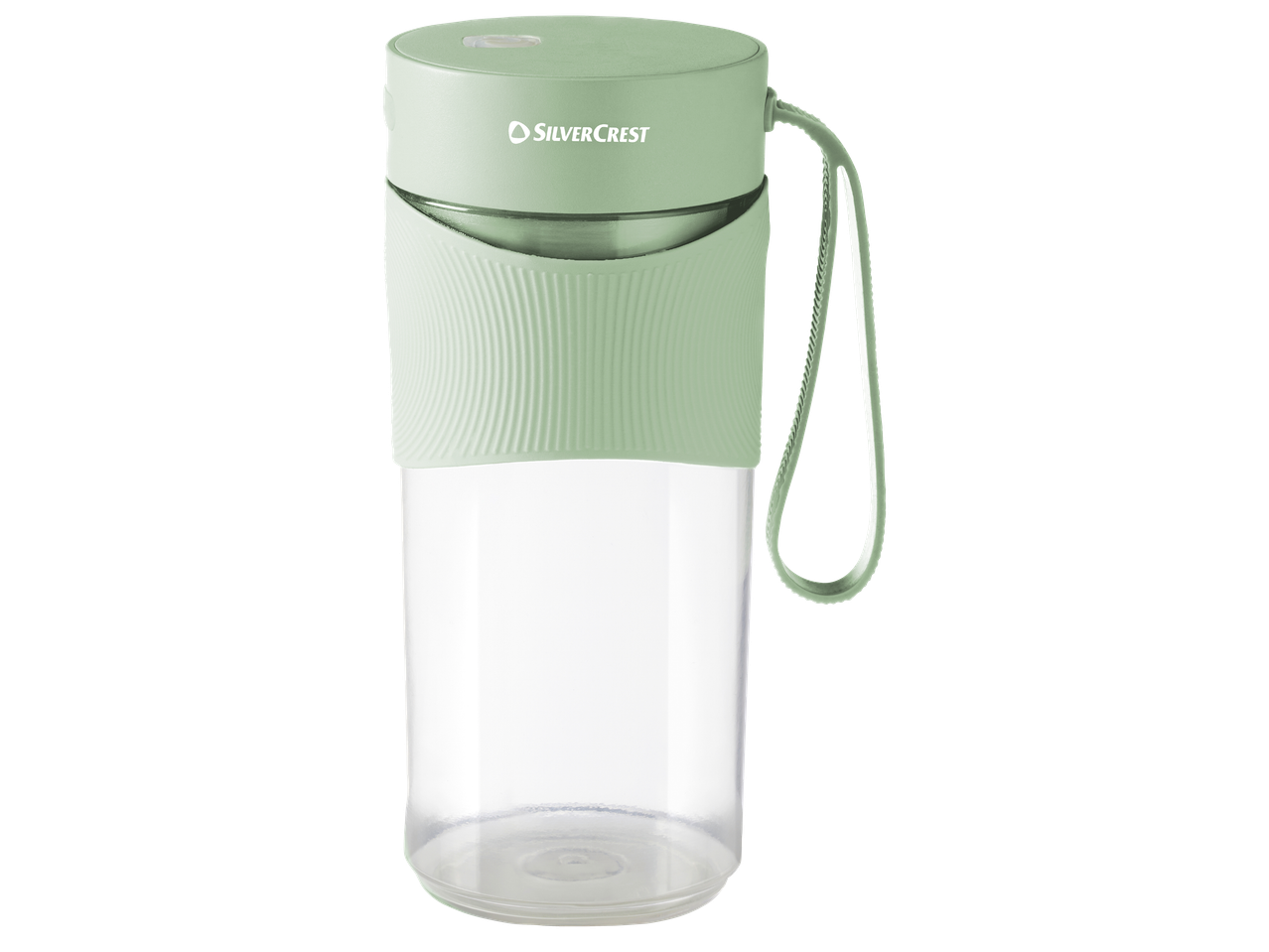 Преносим блендер Silvercrest в ментово зелено с прозрачна бутилка и каишка.