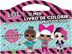 Livro de colorir LOL Surprise! com autocolantes, apresentando três bonecas e acessórios.