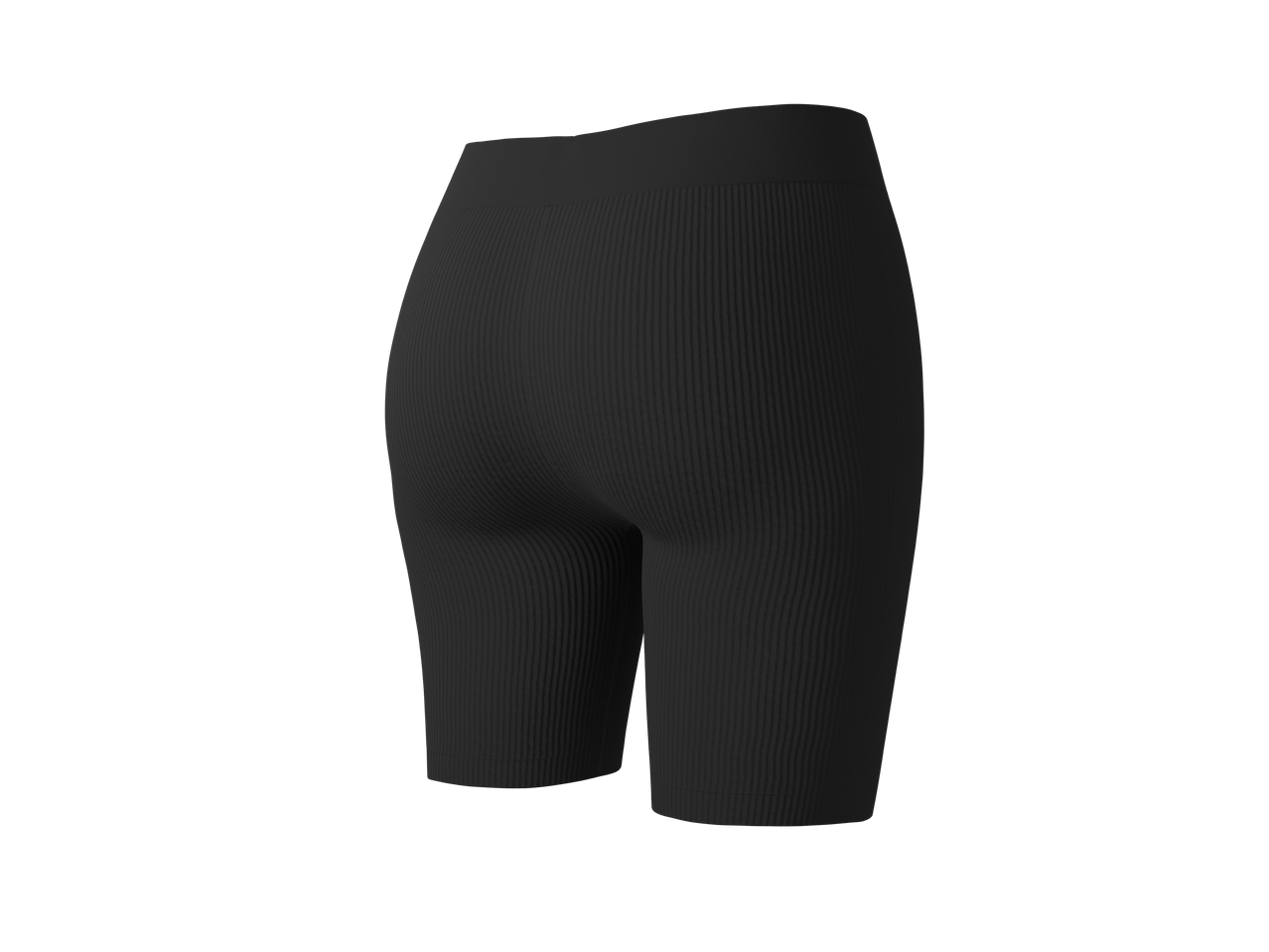 ESMARA ženske rebraste biciklističke hlače u crnoj boji, stražnji pogled.