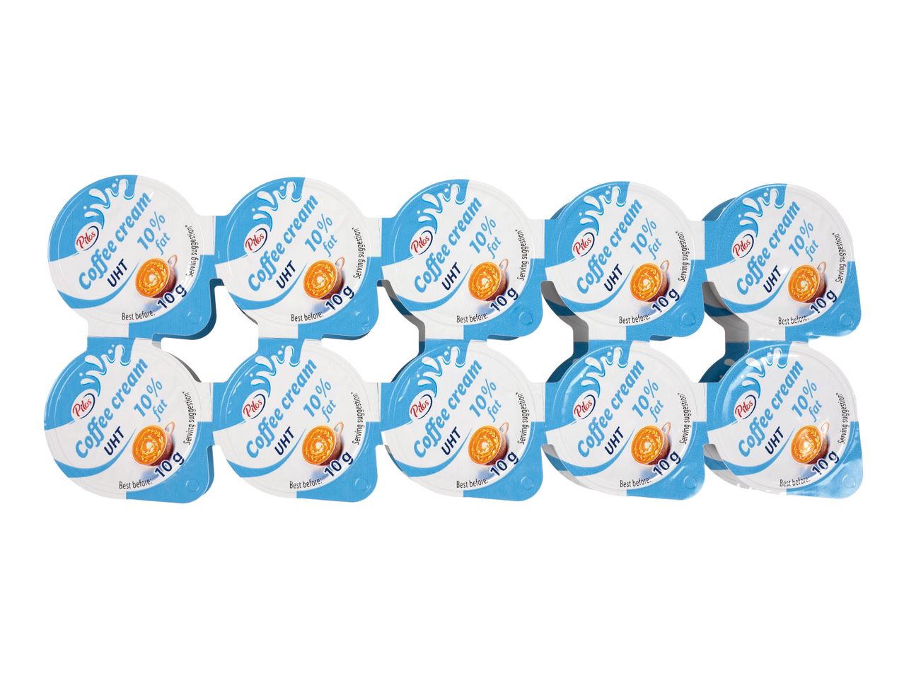 Pachet de 10g cremă de cafea Pilos, 10% grăsime.