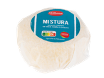 Queijo curado Milbona Mistura com Nutri-Score D, feito de leite de vaca, cabra e ovelha.