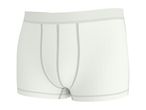 White men's boxer briefs with visible stitching details.