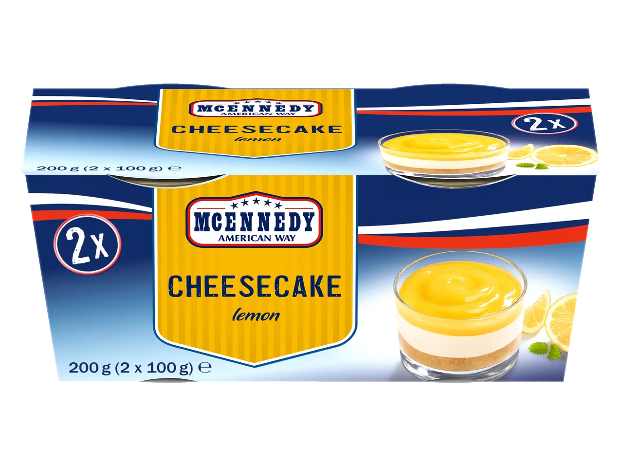 Twee McEnnedy citroen cheesecakes.