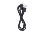 Black USB-C to USB-A charging cable, neatly coiled and secured with a white tie.