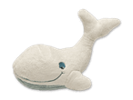 Weißer Wal-Plüschtier mit blauem Auge und Mund