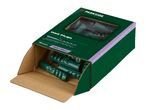 Open cardboard box containing green wall plugs, with a label reading 'Wall Plugs 30 PACK 10.0 x 50mm'.