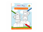 Kleur- en prikblok met twee figuren om in te kleuren en uit te prikken.