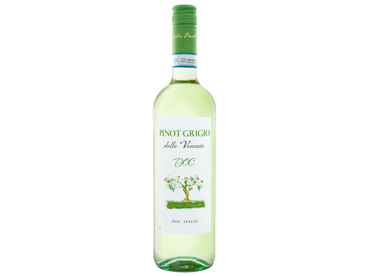 Een fles Giulio Pasotti Pinot Grigio delle Venezie DOC wijn.