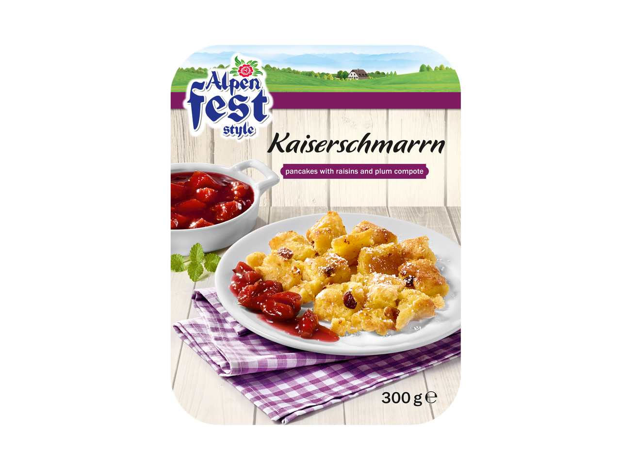 Alpen Fest Style Kaiserschmarrn: Pancakes with raisins and plum compote (300g).