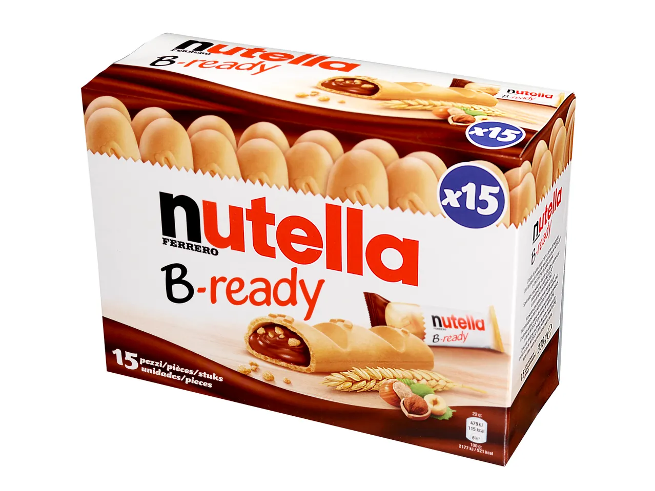 Boîte de Nutella B-ready, des gaufrettes croustillantes fourrées au Nutella.