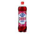 Fles kersensoda zonder suiker, met de tekst '0% toegevoegde suiker'.