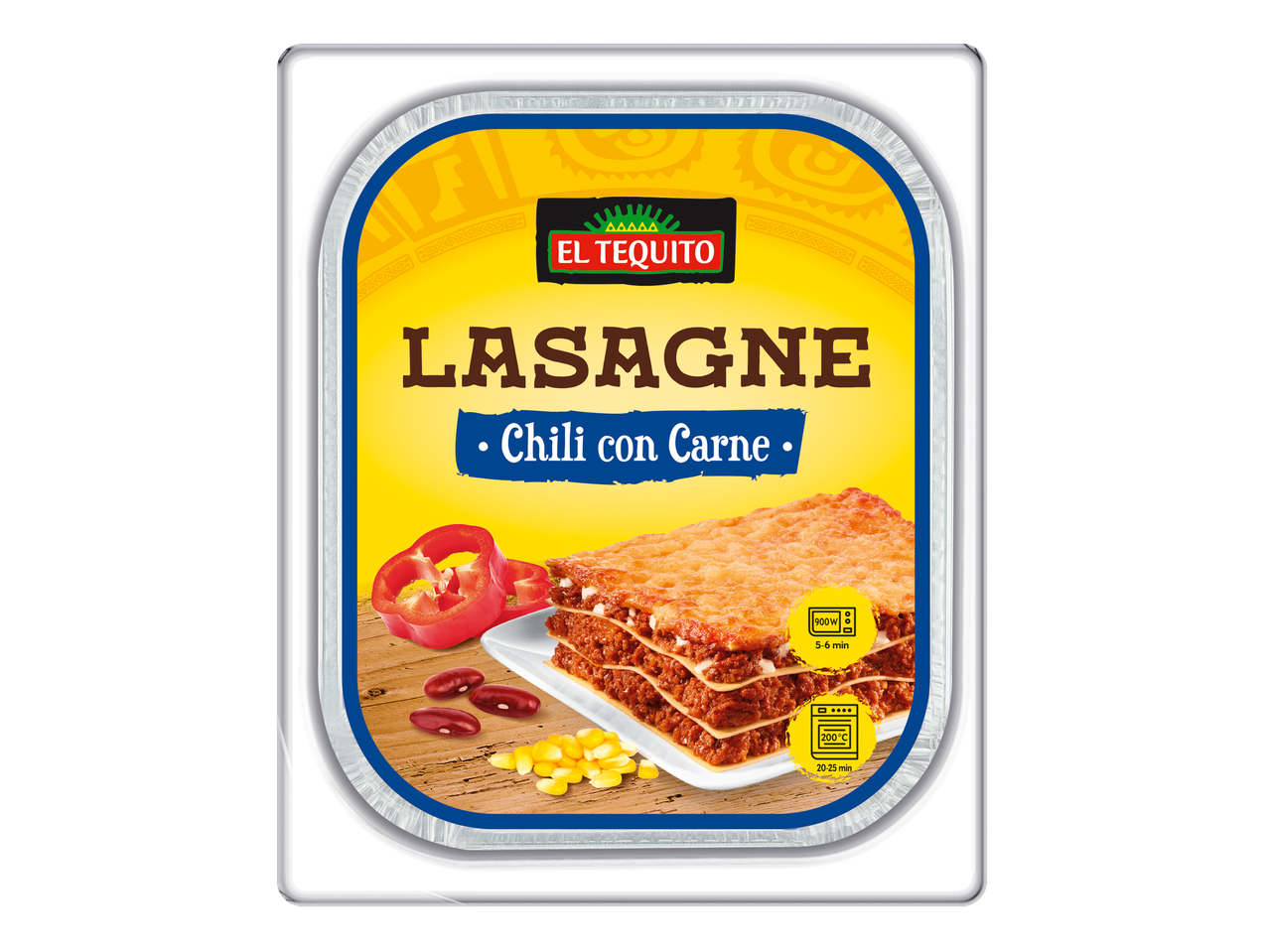 El Tequito Chili con Carne Lasagna, paruošta valgyti.
