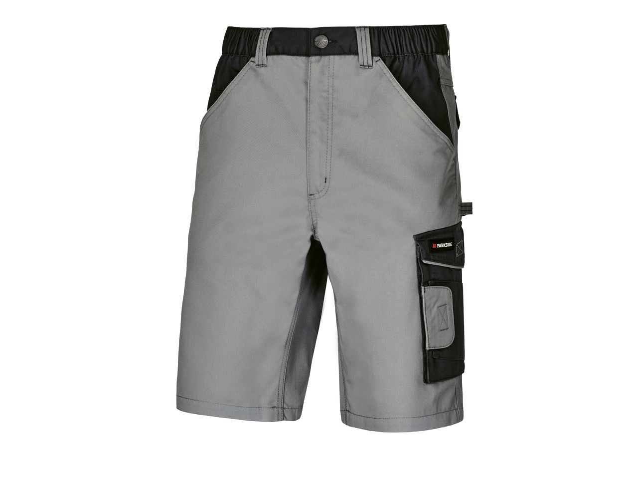 Parkside work shorts in grey and black with multiple pockets.