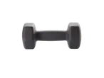 Black dumbbells for fitness training.