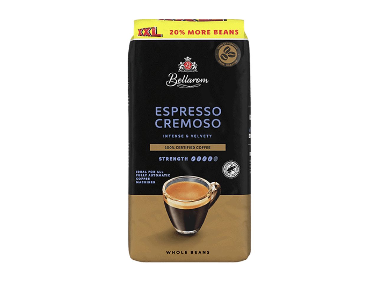 XXL bag of whole bean espresso coffee, intense and velvety, ideal for automatic machines.