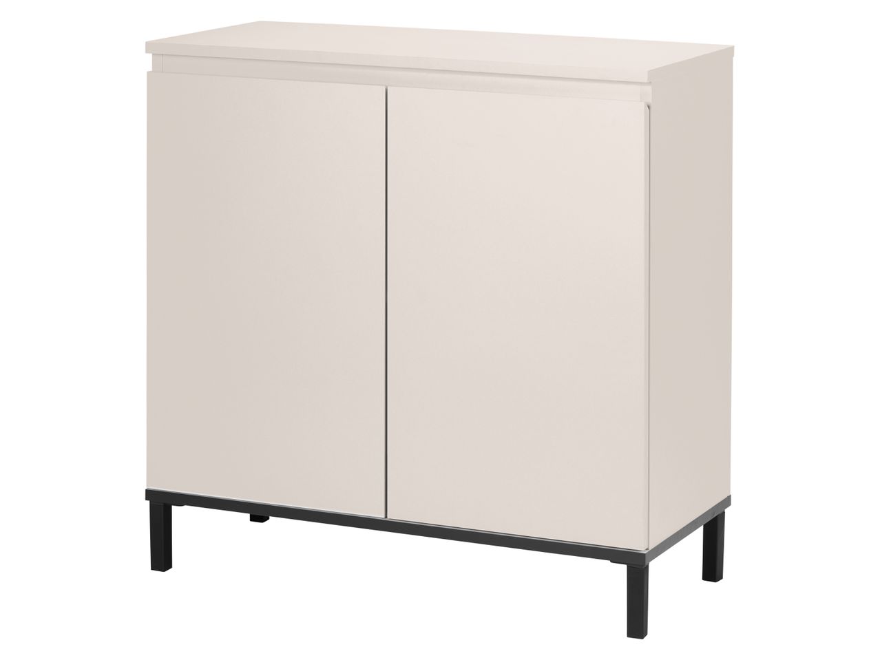 Light beige two-door cabinet with black legs