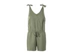 Green women's short jumpsuit with tie straps and drawstring waist