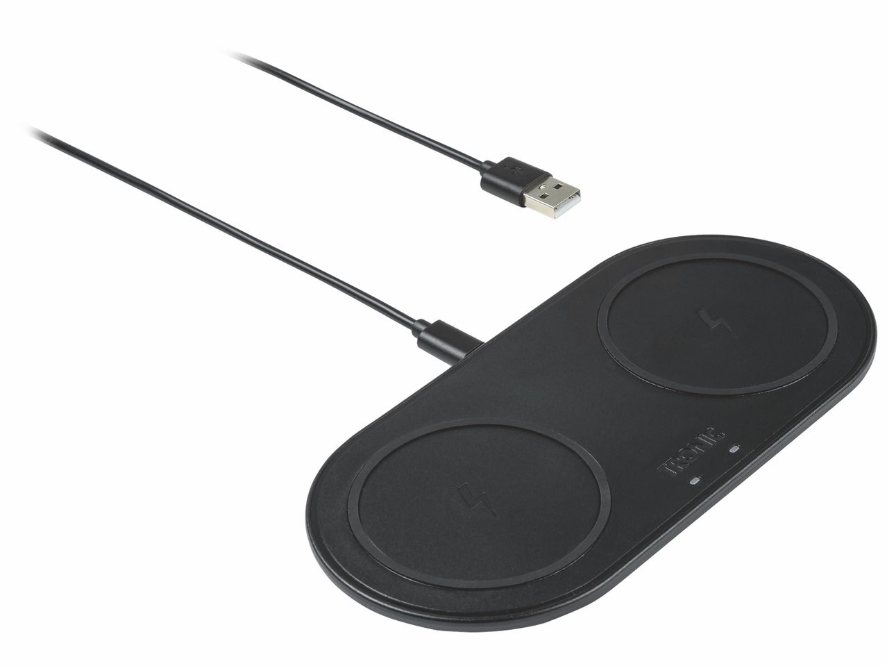 Chargeur sans fil double avec câble USB.