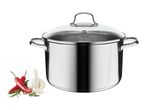 A stainless steel stock pot with glass lid from Wüsthof.