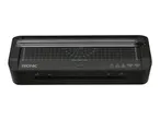 Black laminator with integrated paper trimmer, marked for A4 and A5 sizes.