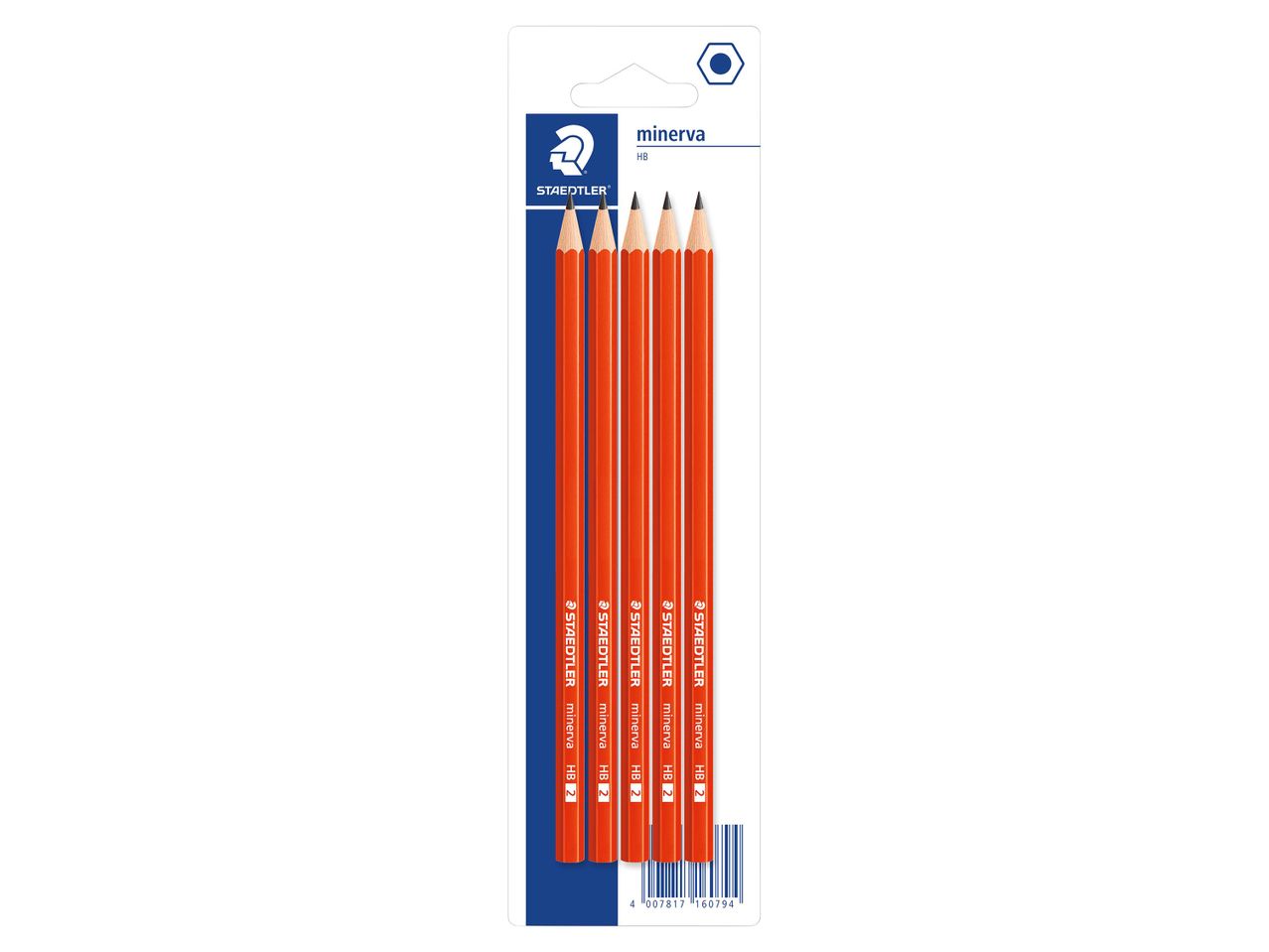 Öt Staedtler Minerva HB 2 ceruza egy csomagban.