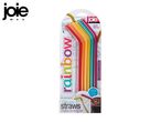 Rainbow silicone straws with a cleaning brush, 6 pieces, reusable.