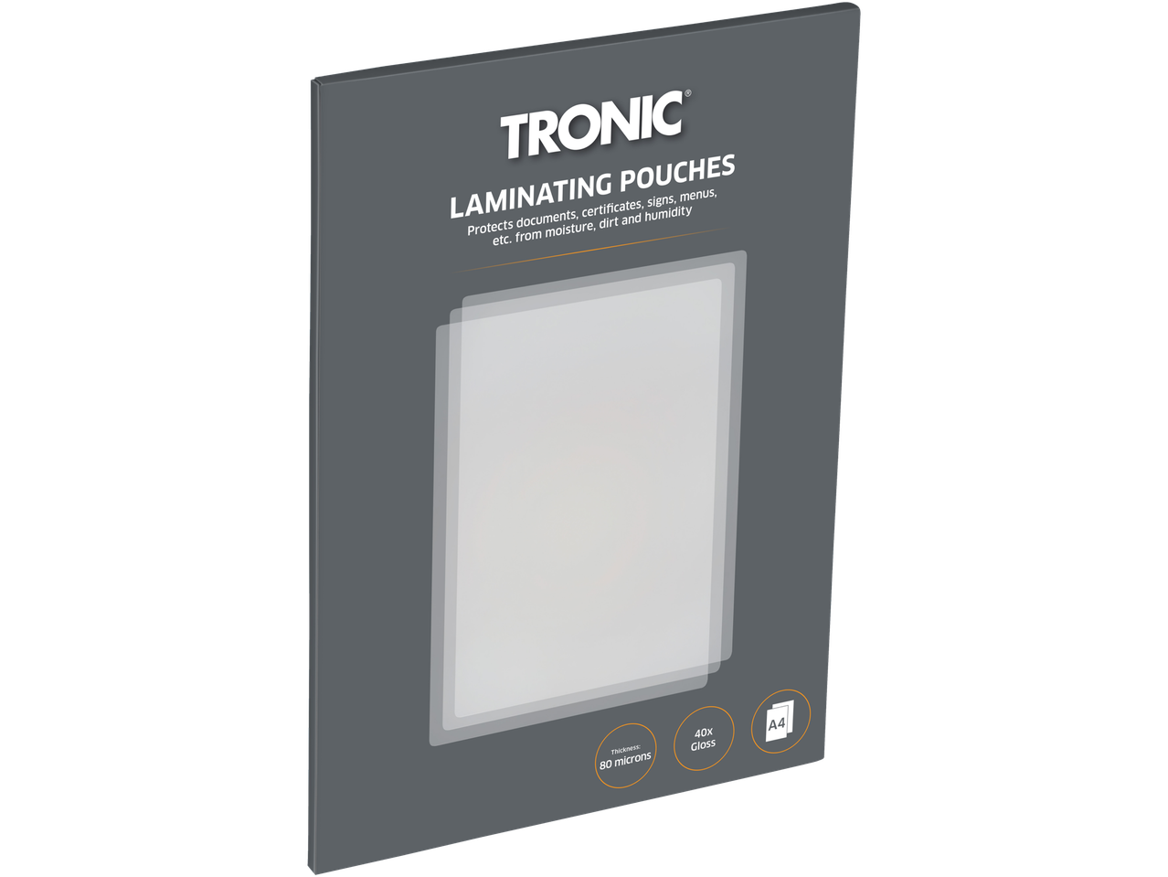 Plicuri de laminare TRONIC A4, 80 microni, 40x luciu.