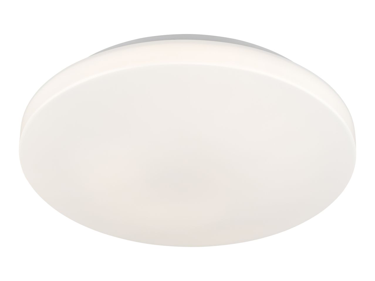 Round white LED ceiling light with a subtle silver edge