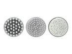 Three round interchangeable heads for a foot care device: a massage head, a brush head, and a pumice stone head.