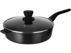 SILVERCREST® Cast Aluminium Sauté Pan with glass lid and black handle