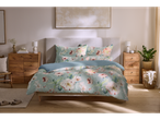 Livarno Microfibre Sateen Duvet Cover Set with floral pattern on a bed in a bedroom