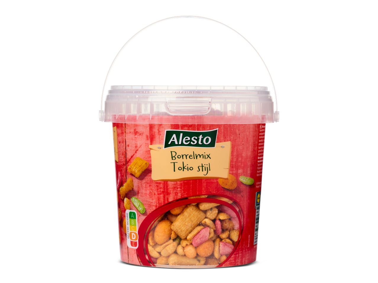 Alesto Borrelmix Tokyo stijl snackmix in een emmer.