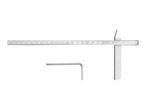 A depth gauge with a ruler marked 0-20 CM and an Allen key on a white background.